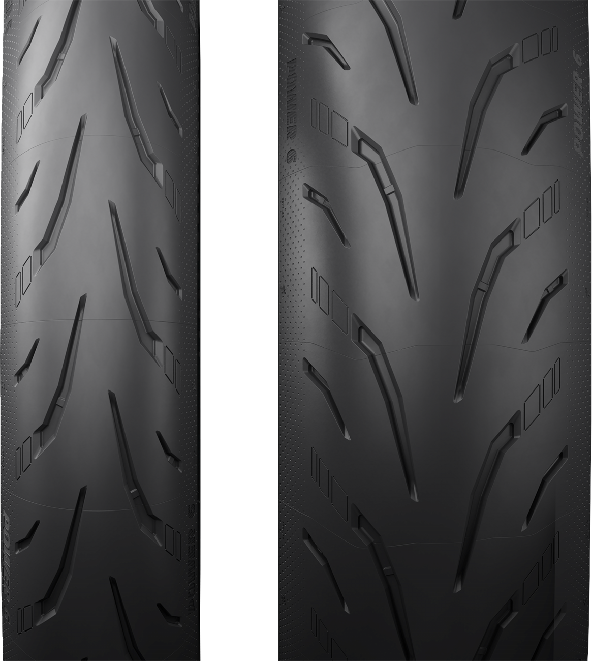 Michelin Power 6 front motorcycle tire 110/70ZR17 with 54W speed rating, showing tread pattern and sidewall details.