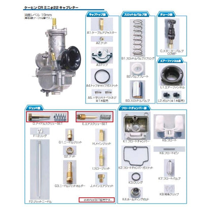 KITACO	Repair Parts for CR Mini 22 Carburetor