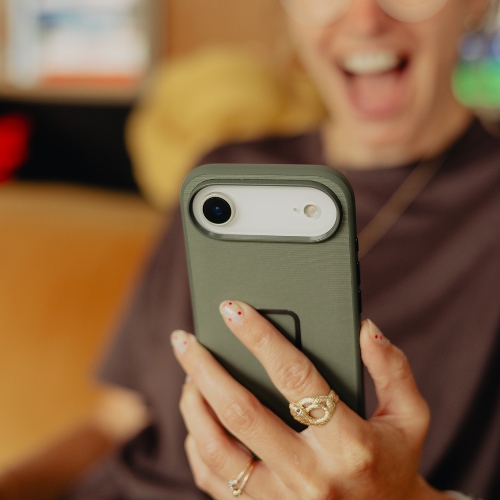 Peak Design Everyday Case for iPhone 17 Air in Sage color, showcasing a slim, protective mobile phone case with a textured finish.