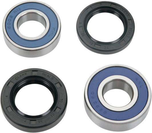 Moose Offroad Honda and Suzuki wheel bearing kit 25-1160 for front and rear wheels, includes bearings and installation hardware.