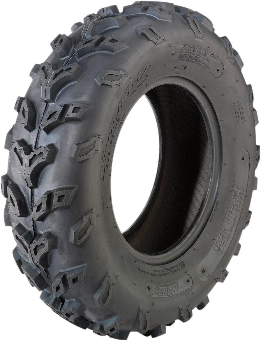 Moose Offroad 26x9-12 Splitter front tire with 6-ply construction, rugged off-road tire for ATV or UTV vehicles.
