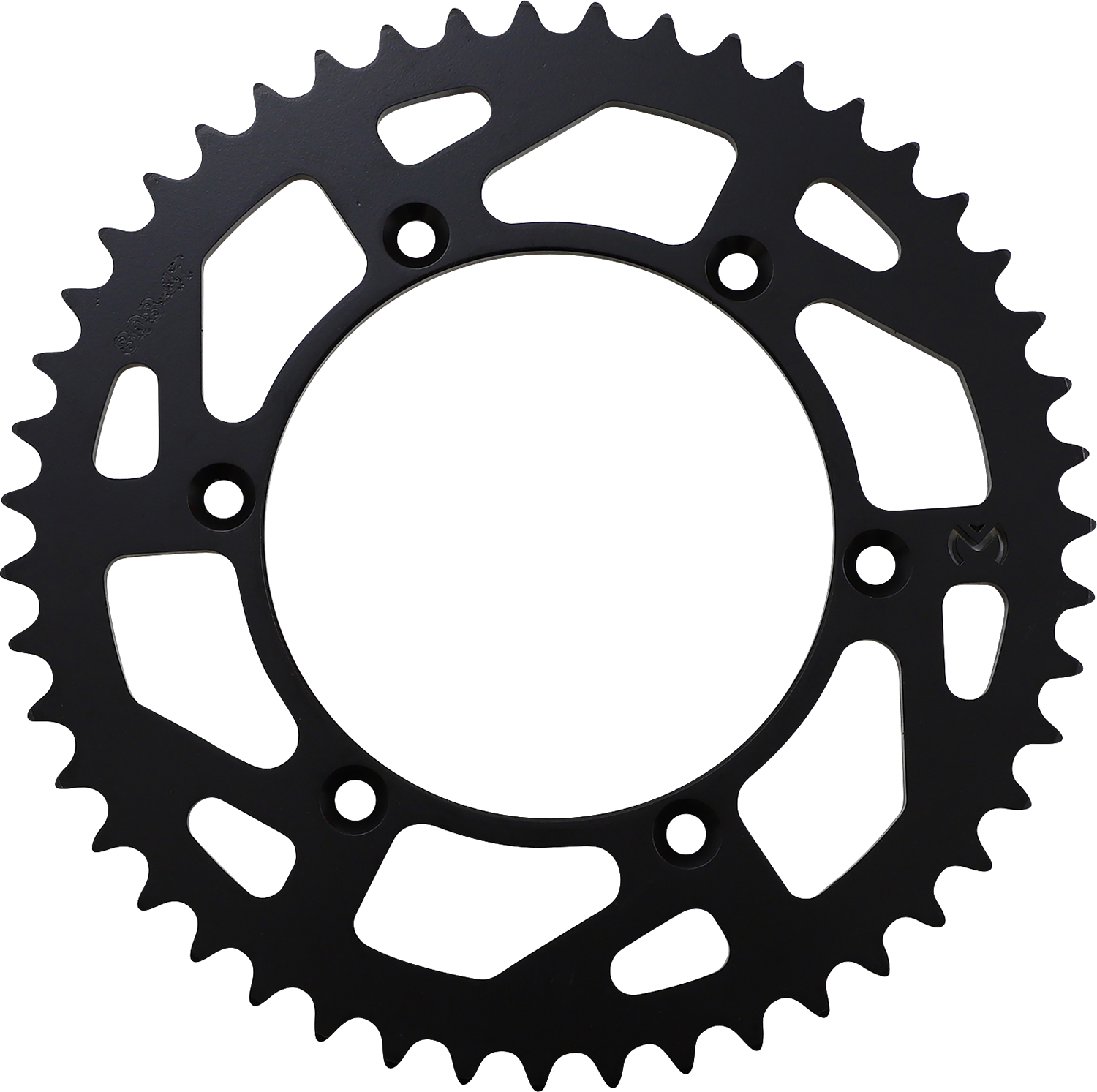 Moose Offroad 47-tooth rear sprocket for Kawasaki and Suzuki motorcycles, black metal with gear teeth visible.