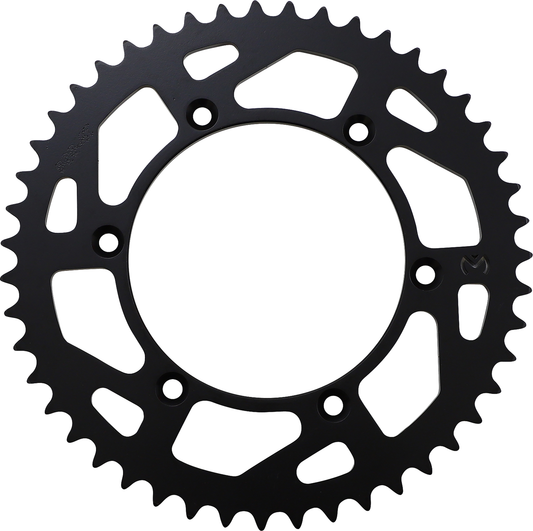 Moose Offroad 47-tooth rear sprocket for Kawasaki and Suzuki motorcycles, black metal with gear teeth visible.
