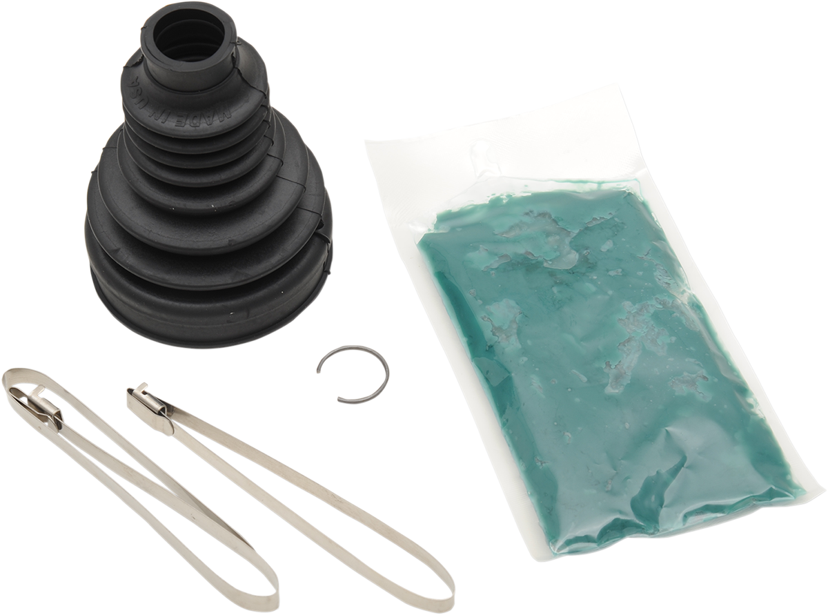 Moose Offroad AB808 rear CV boot kit for Can-Am Outlander, Commander, Renegade, and Maverick vehicles, shown with boot components.