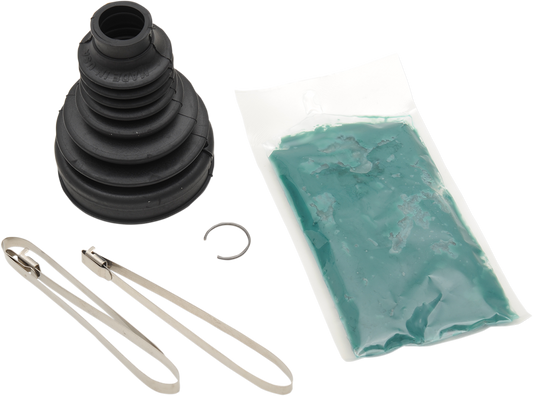 Moose Offroad AB808 rear CV boot kit for Can-Am Outlander, Commander, Renegade, and Maverick vehicles, shown with boot components.