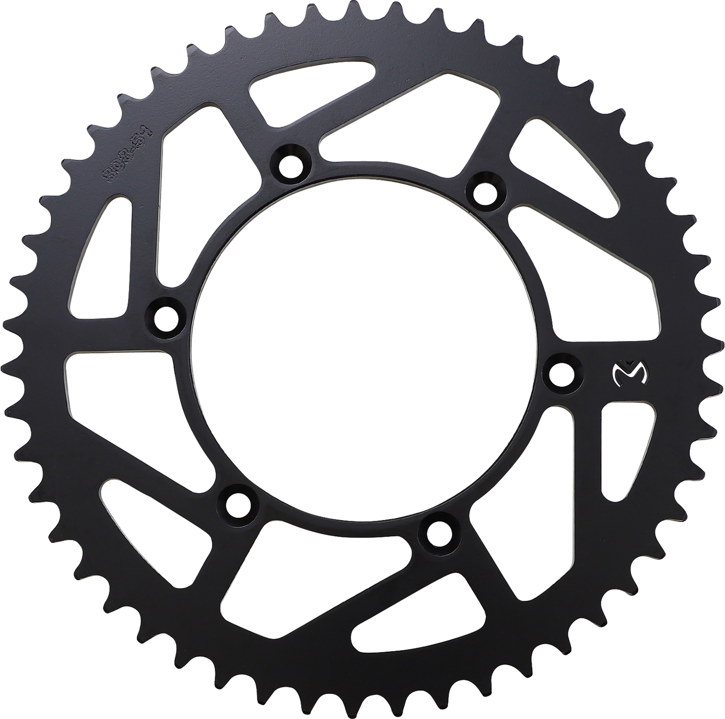 MOOSE OFFROAD 51-tooth rear sprocket for Kawasaki and Suzuki dirt bikes, durable metal construction with gear teeth.