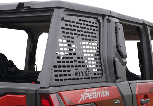Moose Offroad rear window Molle panels for Polaris PFD3049PF, durable offroad gear storage solution on vehicle window.