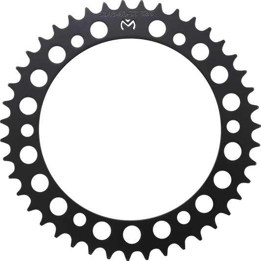 Moose Offroad steel rear sprocket for Honda, 43-tooth, durable offroad motorcycle part, shown with detailed teeth and robust construction.