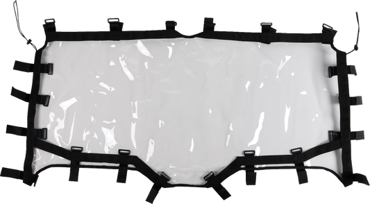 Moose Offroad Talon 4 Rear Windscreen for hardtops, vinyl window, heavy-duty rip-stop nylon, black color, outdoor vehicle accessory.