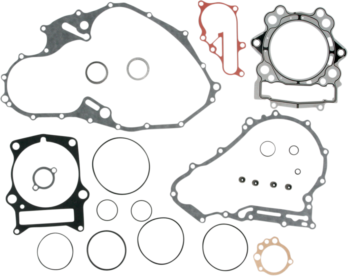 Moose Offroad Yamaha 808923MSE complete motor gasket kit for engine and transmission rebuilds, showing various gaskets and seals.