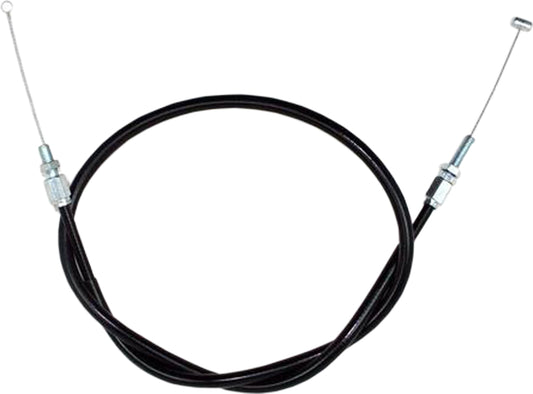 Motion Pro black vinyl throttle pull cable for motorcycles, showing the flexible, durable cable with metal fittings.