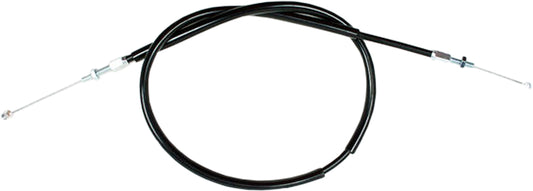 Motion Pro 02-0279 black vinyl throttle push cable for motorcycle and ATV, shown coiled with connectors visible.