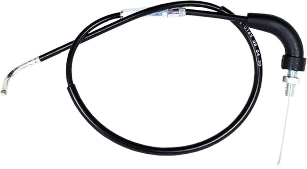 Black vinyl throttle cable for motorcycles and powersports vehicles by MOTION PRO, model 04-0165, with visible cable and fittings.