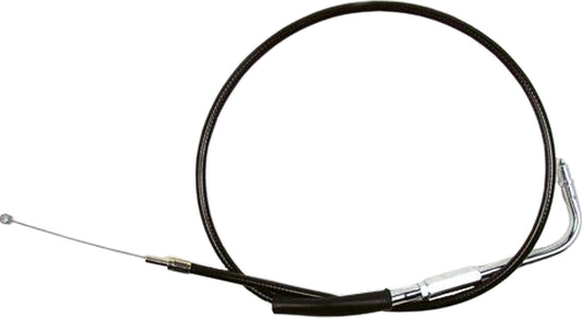 Motion Pro 06-0385 black vinyl motorcycle throttle cable for motorcycle control, showing close-up of cable and fittings