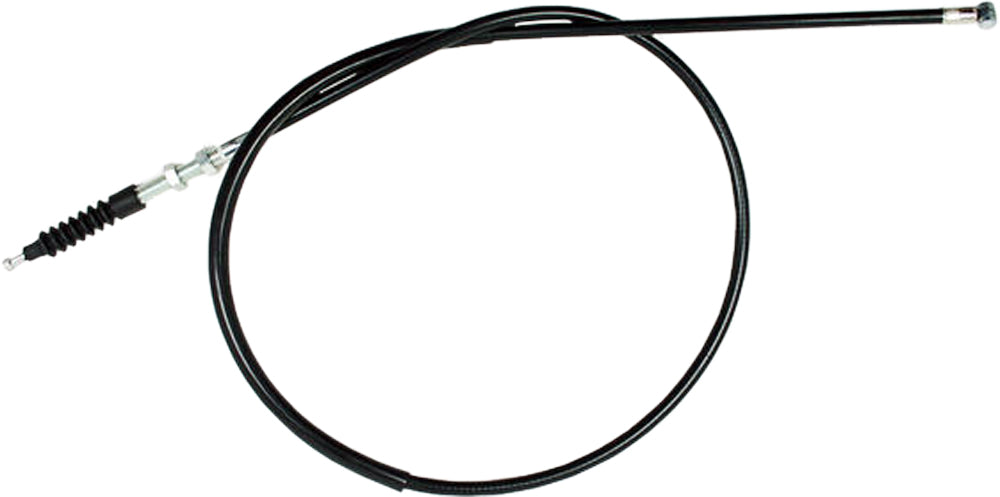 Motion Pro black vinyl clutch cable with longitudinally-wound housing and chrome fittings for motorcycle clutch control.