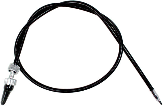 Black vinyl speedo cable from MOTION PRO, part number 06-0112, designed for motorcycle speedometer connections.
