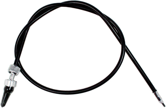 Black vinyl speedo cable from MOTION PRO, part number 06-0112, designed for motorcycle speedometer connections.