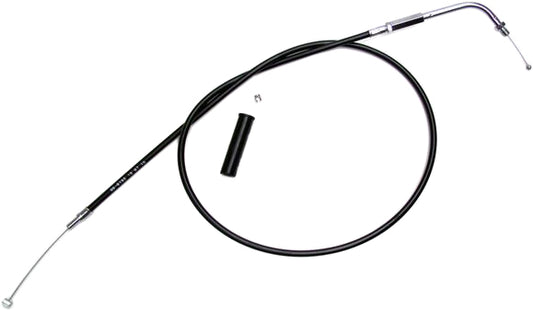 Motion Pro black vinyl throttle cable for motorcycles, designed for precise control and durability in the image.