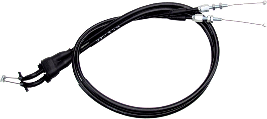 Motion Pro Black Vinyl Throttle Push Pull Cable Set, motorcycle handlebar throttle cables with durable black vinyl coating.