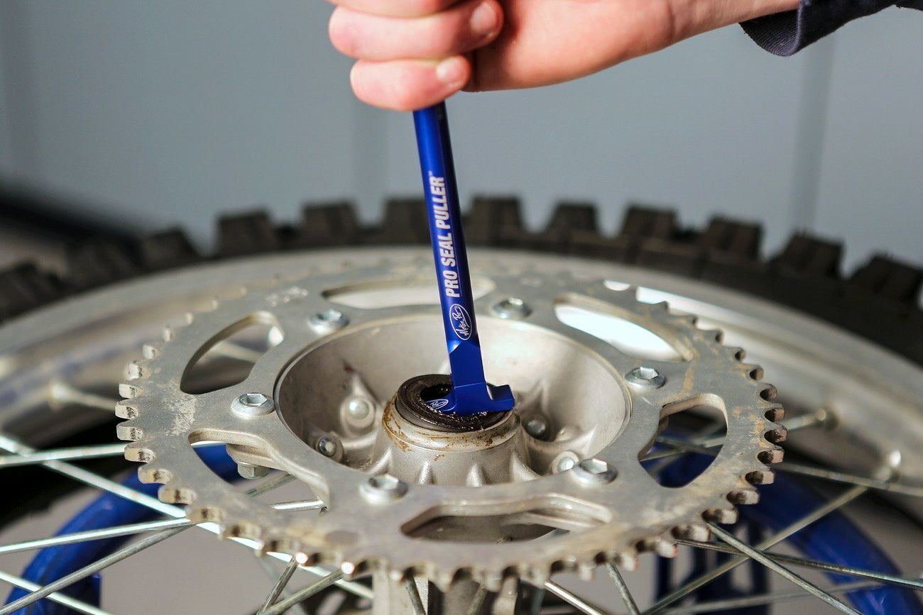Motion Pro Pro Seal Puller tool for easy removal of oil and water seals, featuring a durable metal construction.