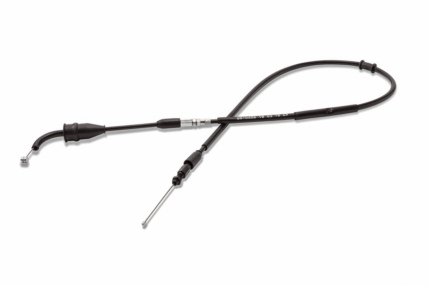 Motion Pro throttle cable for Yamaha vehicles, part #05-0428, showing the cable with connectors and protective outer sheath.