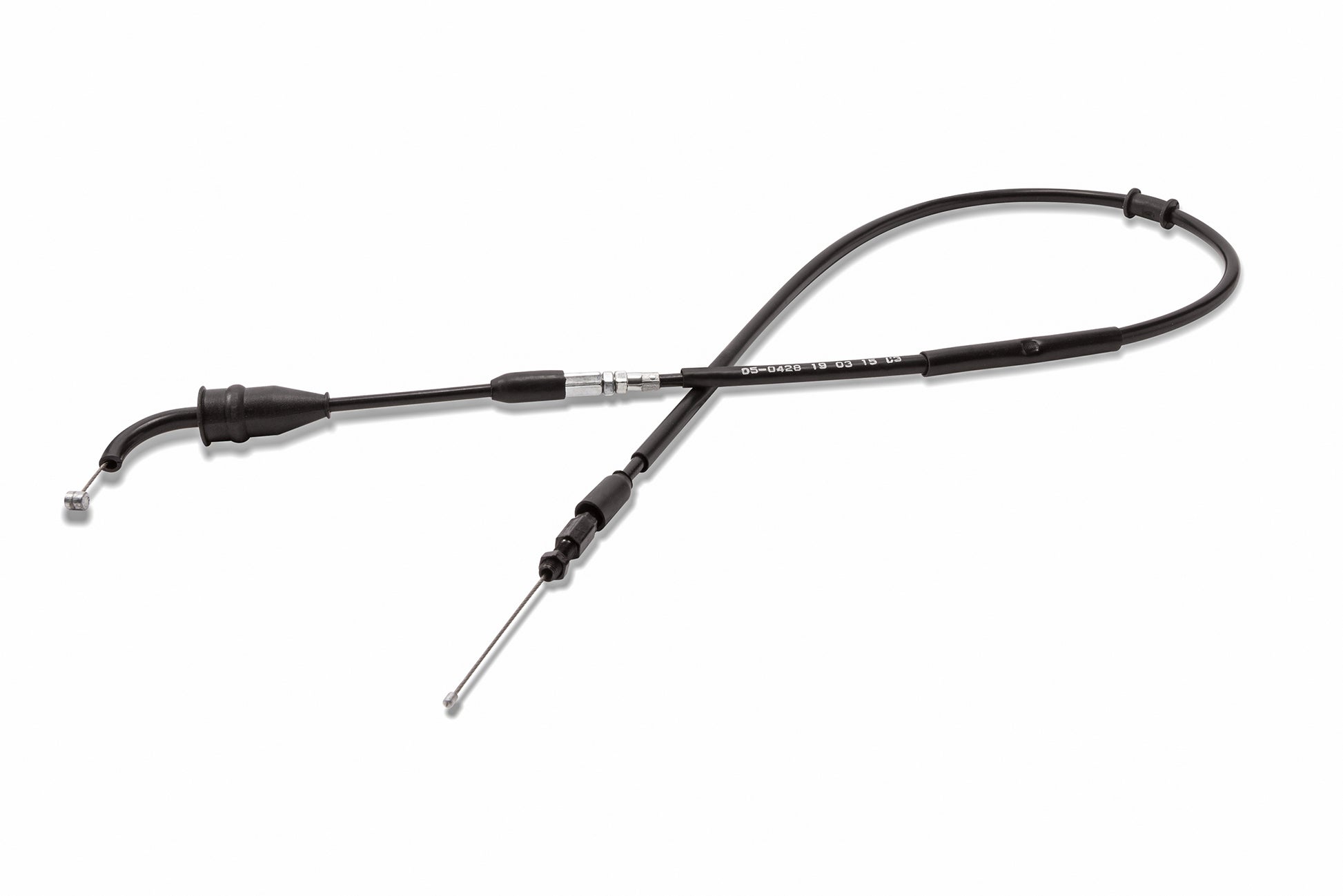 Motion Pro throttle cable for Yamaha vehicles, part #05-0428, showing the cable with connectors and protective outer sheath.