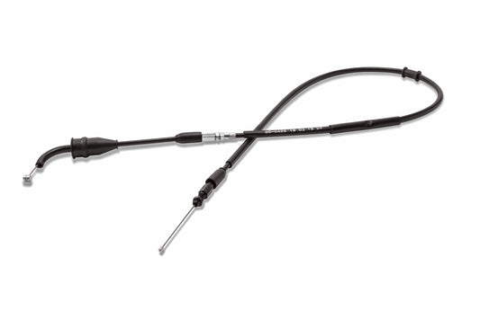 Motion Pro throttle cable for Yamaha vehicles, part #05-0428, showing the cable with connectors and protective outer sheath.