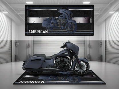 MPM Motorcycle Mat for Indian Chieftain motorcycle, durable floor protection mat in black