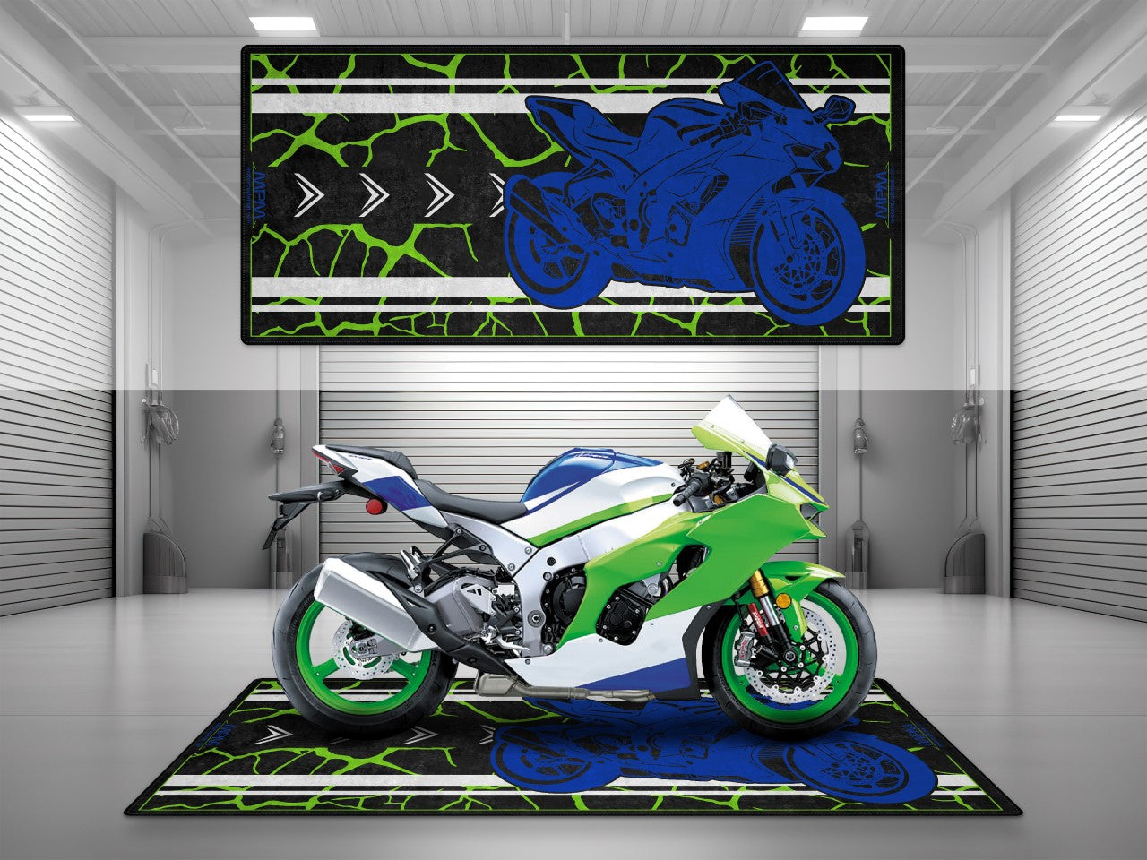 Motorcycle Mat for Kawasaki Motorcycle - U202 - Howling Moto
