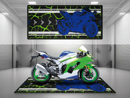 Motorcycle Mat for Kawasaki Motorcycle - U202 - Howling Moto