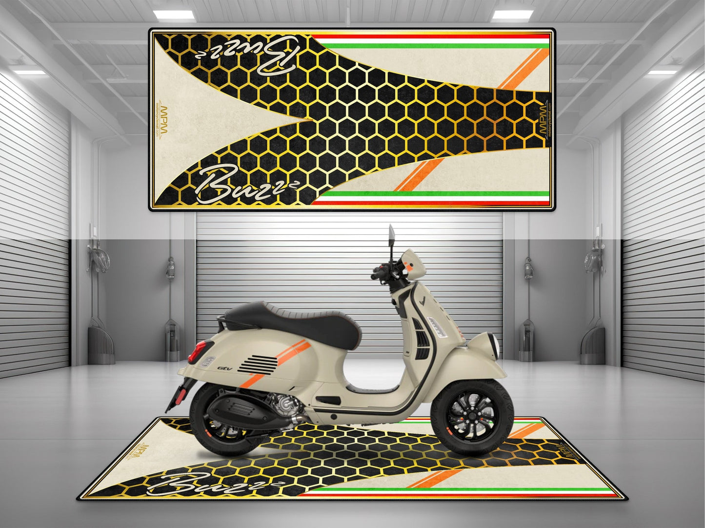 MPM Motorcycle Mat for Vespa Buzzz Design - U1101 - Howling Moto