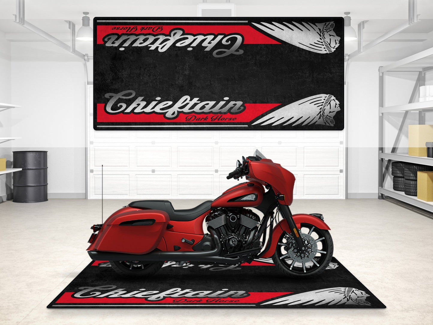 Designed Pit Mat for Indian Chieftain Dark Horse Motorcycle - MM7328 - Howling Moto