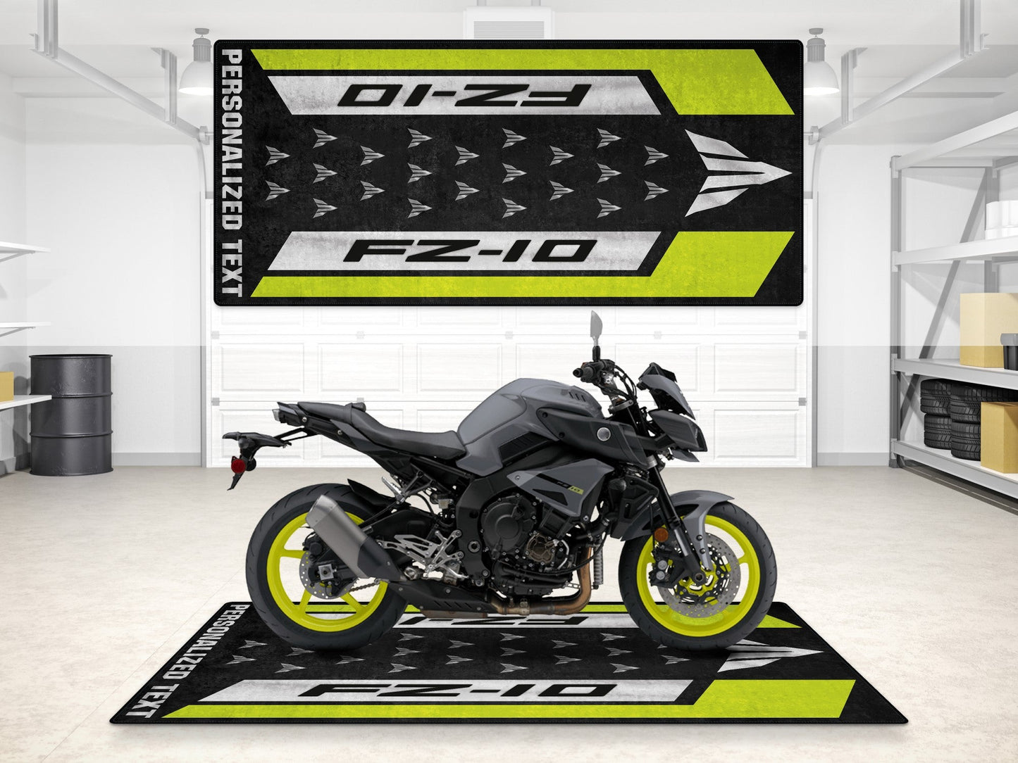 Designed Pit Mat for Yamaha FZ-10 Yellow & Black Motorcycle - MM7256 - Howling Moto