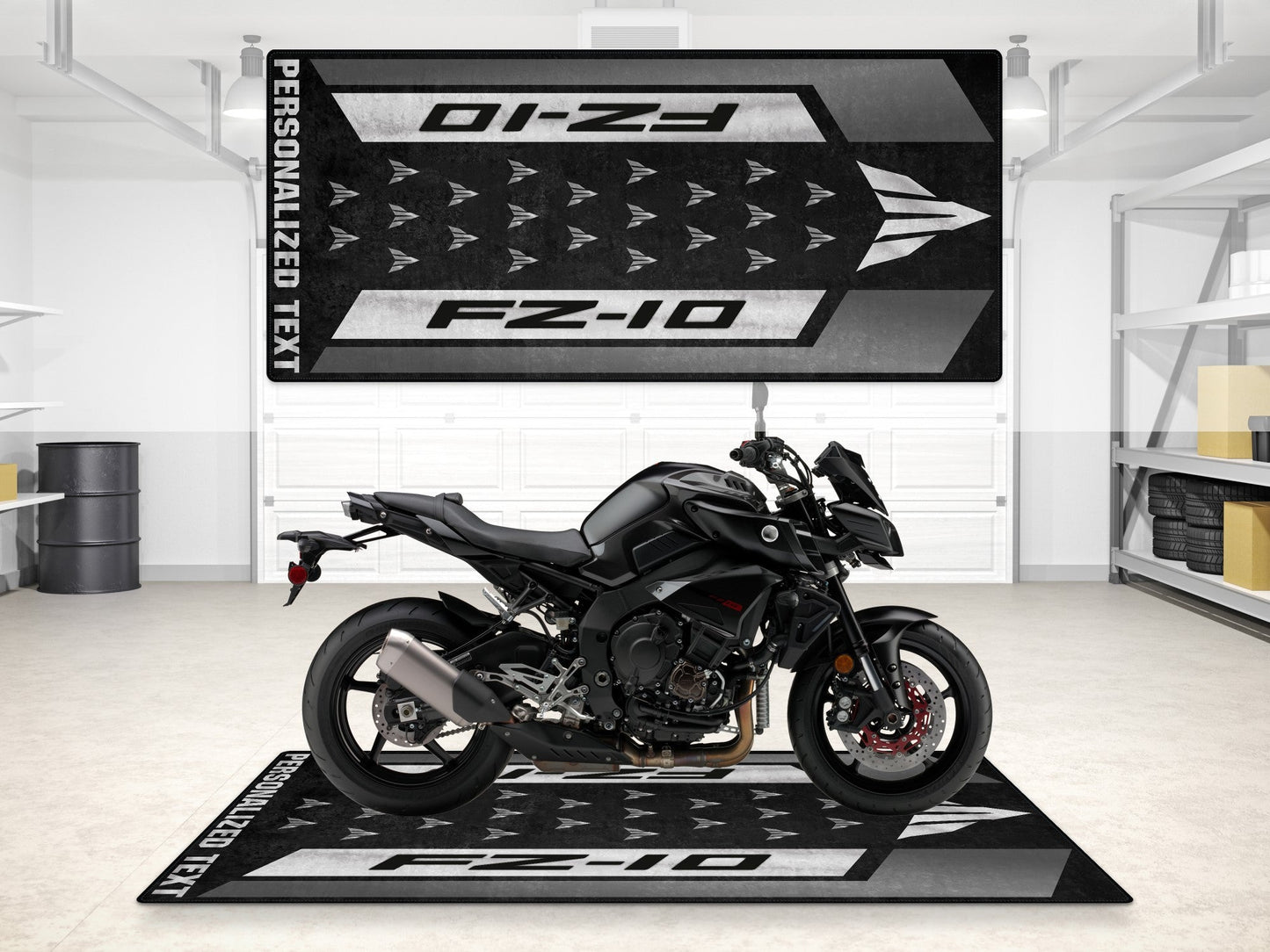 Designed Pit Mat for Yamaha FZ-10 Yellow & Black Motorcycle - MM7256 - Howling Moto