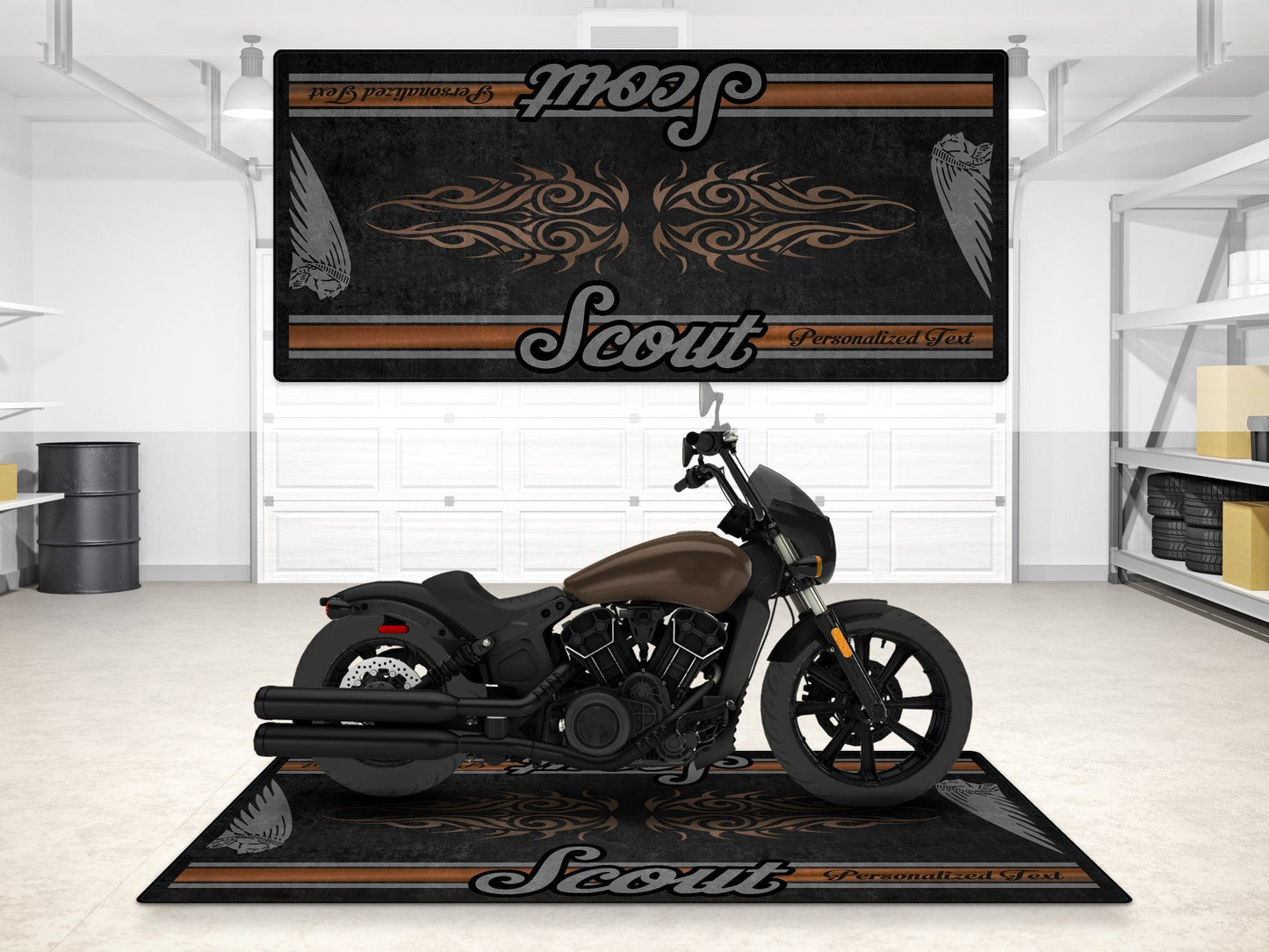 Designed Pit Mat for Indian Scout Rogue Sixty Motorcycle - MM7324 - Howling Moto