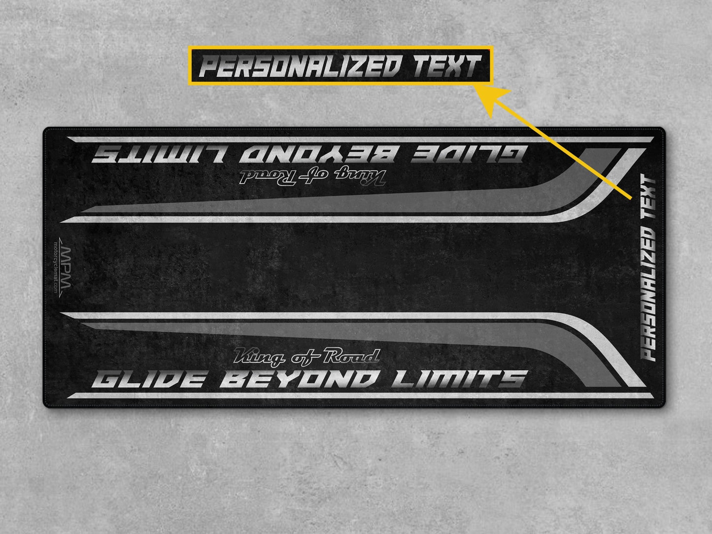 Motorcycle Mat for Cruiser Motorcycle "Glide Beyond Limits - King of Road " - MM7350 - Howling Moto