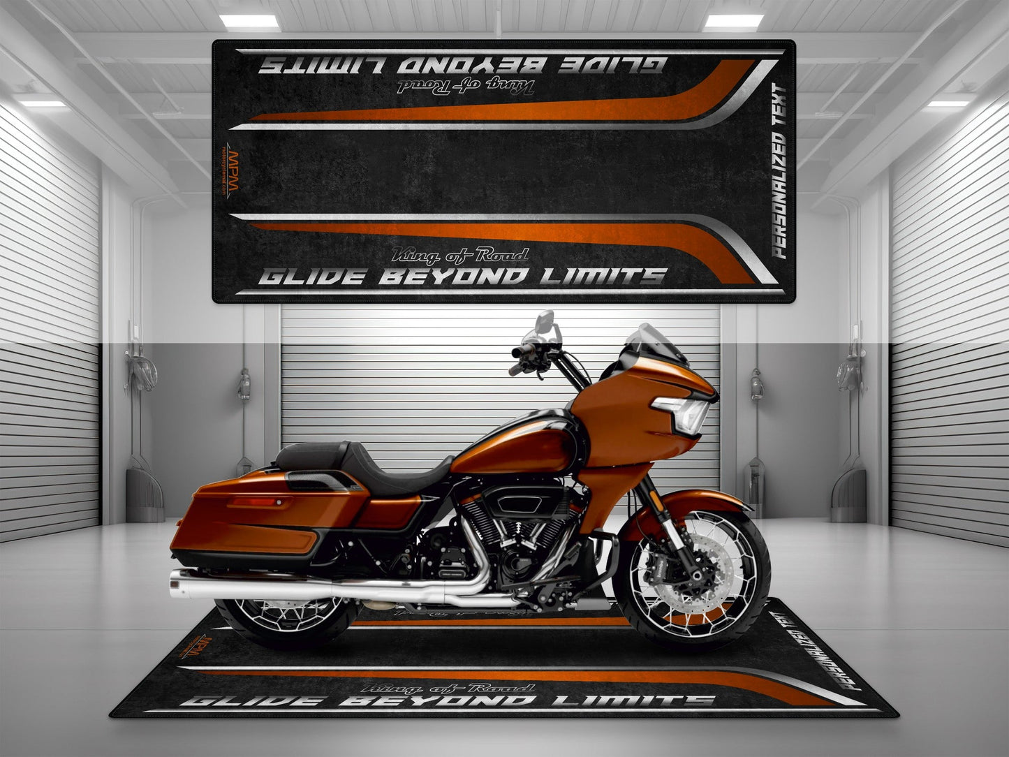 Motorcycle Mat for Cruiser Motorcycle "Glide Beyond Limits - King of Road " - MM7350 - Howling Moto
