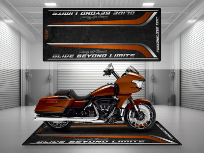 Motorcycle Mat for Cruiser Motorcycle "Glide Beyond Limits - King of Road " - MM7350 - Howling Moto