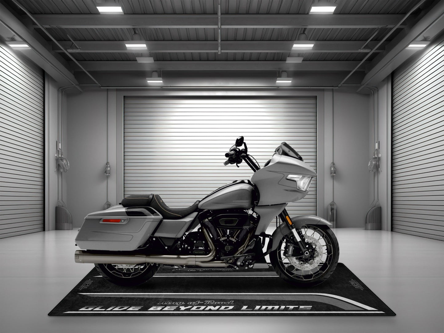 Motorcycle Mat for Cruiser Motorcycle "Glide Beyond Limits - King of Road " - MM7350 - Howling Moto