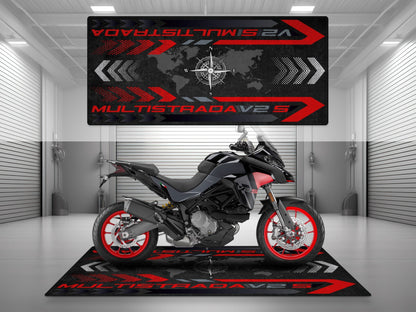Designed Pit Mat for Ducati Multistrada V2 S Motorcycle - MM7163 - Howling Moto