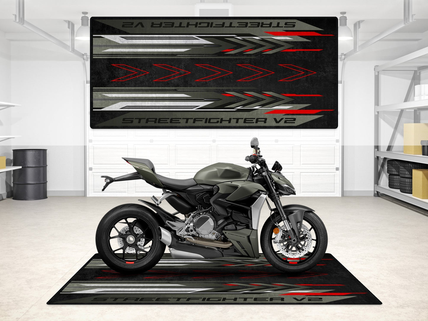 Designed Pit Mat for Ducati Streetfighter V2 Motorcycle - MM7258 - Howling Moto
