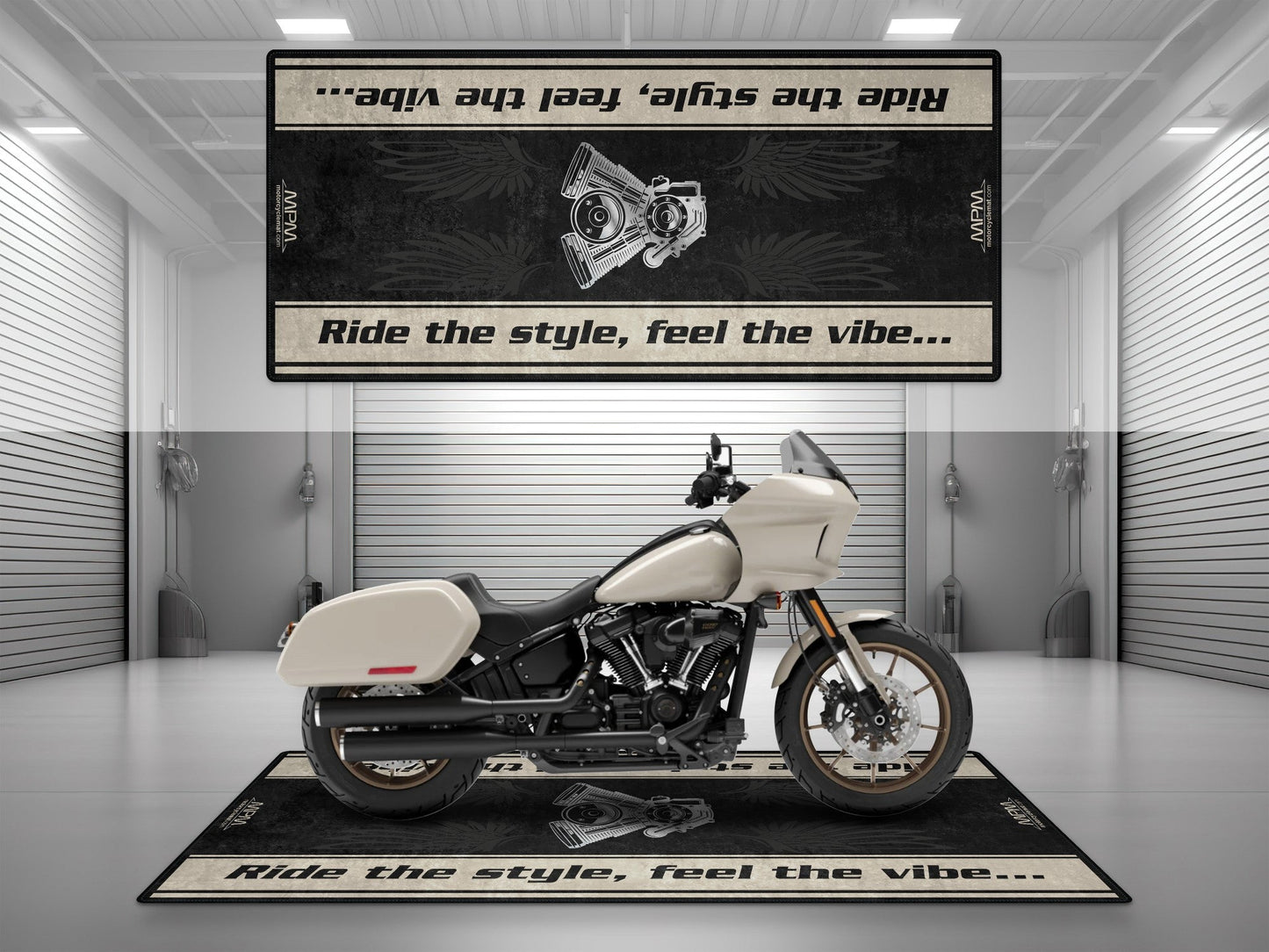 Motorcycle Mat for Cruiser Motorcycle "Ride The Style, Feel The Vibe" - MM7307 - Howling Moto