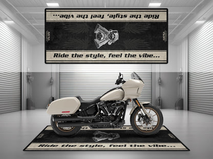 Motorcycle Mat for Cruiser Motorcycle "Ride The Style, Feel The Vibe" - MM7307 - Howling Moto