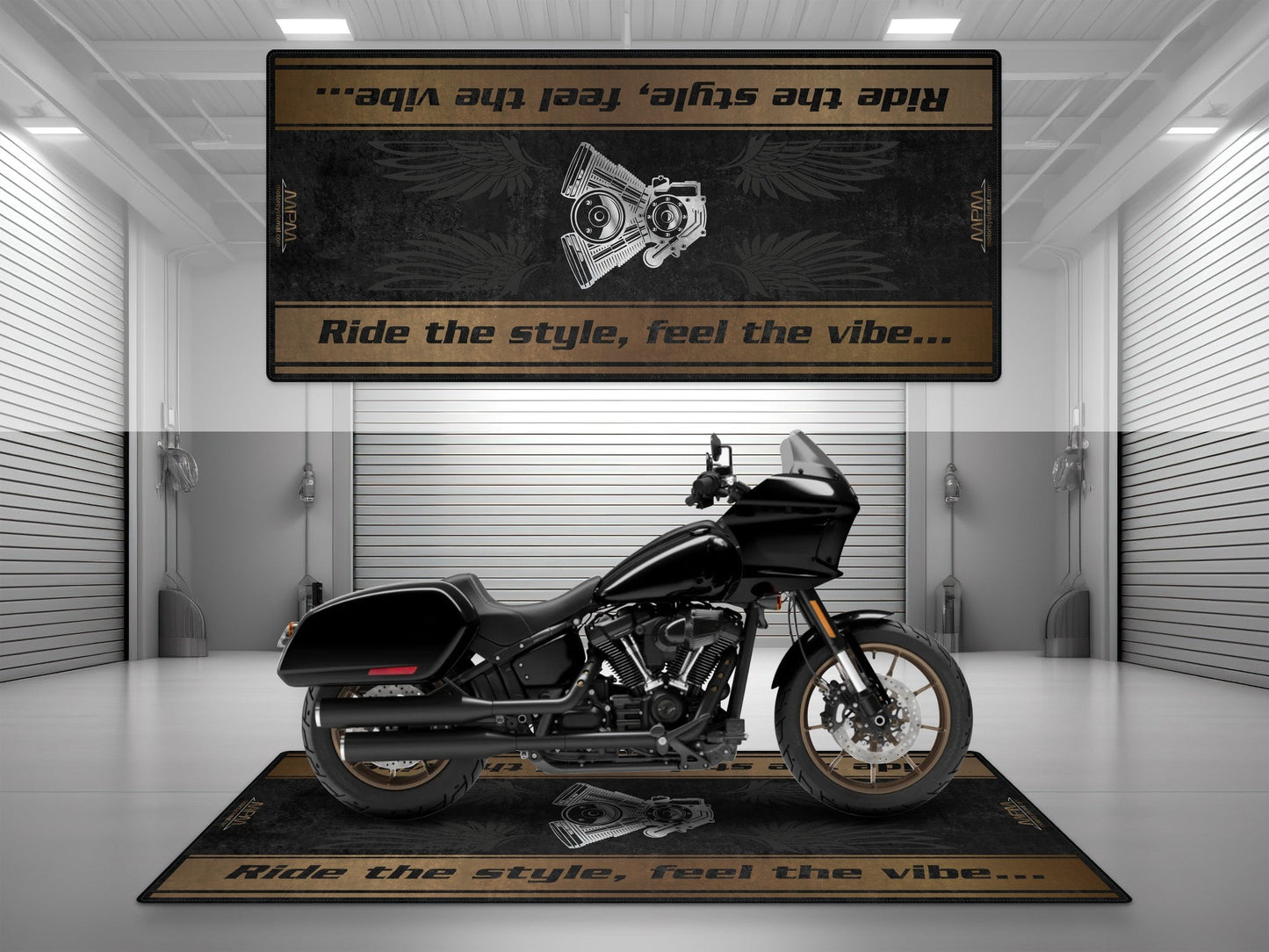 Motorcycle Mat for Cruiser Motorcycle "Ride The Style, Feel The Vibe" - MM7307 - Howling Moto