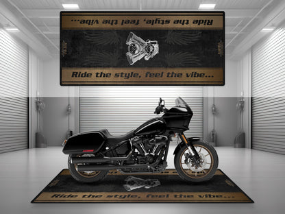 Motorcycle Mat for Cruiser Motorcycle "Ride The Style, Feel The Vibe" - MM7307 - Howling Moto
