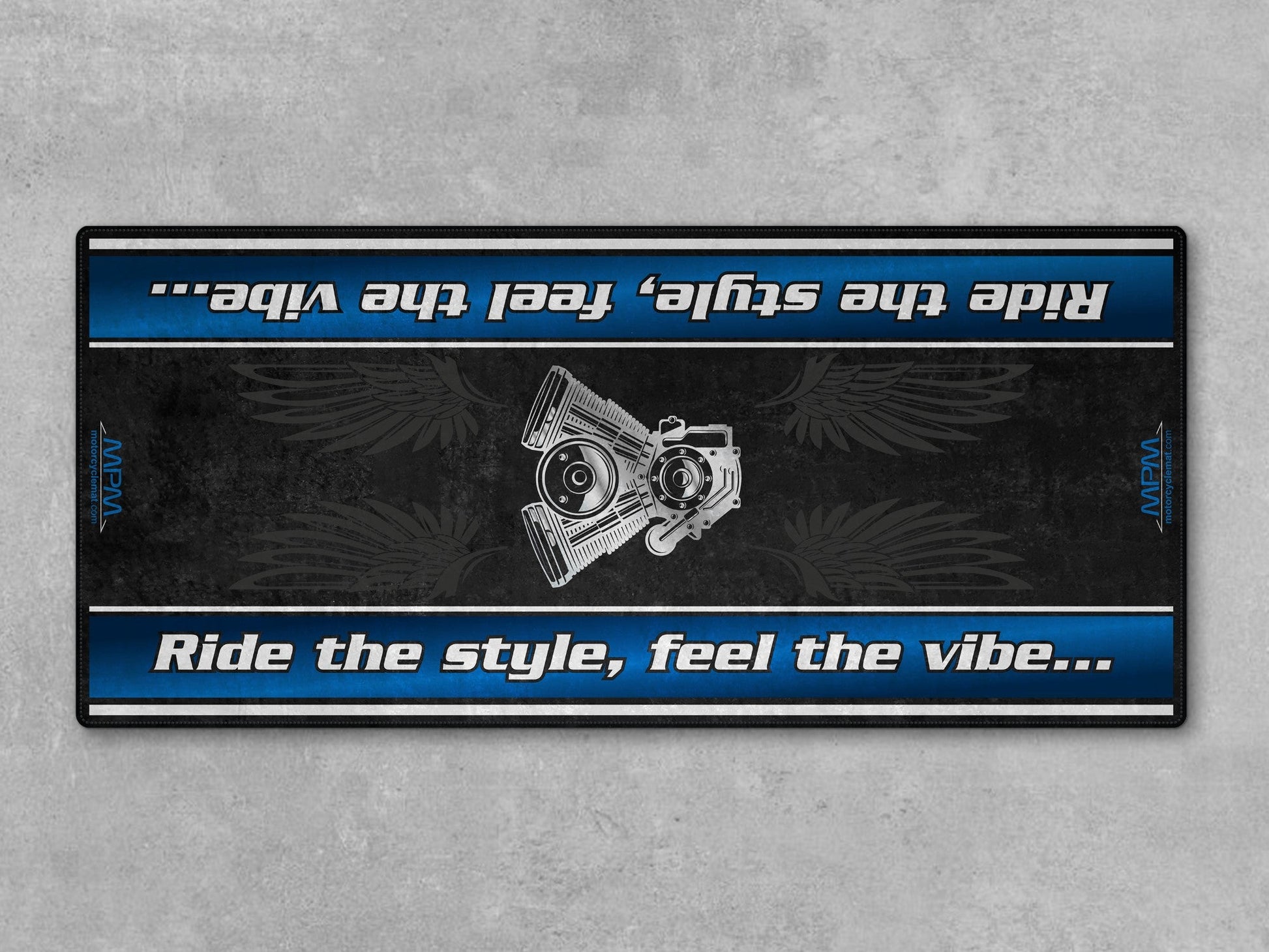 Motorcycle Mat for Cruiser Motorcycle "Ride The Style, Feel The Vibe" - MM7307 - Howling Moto