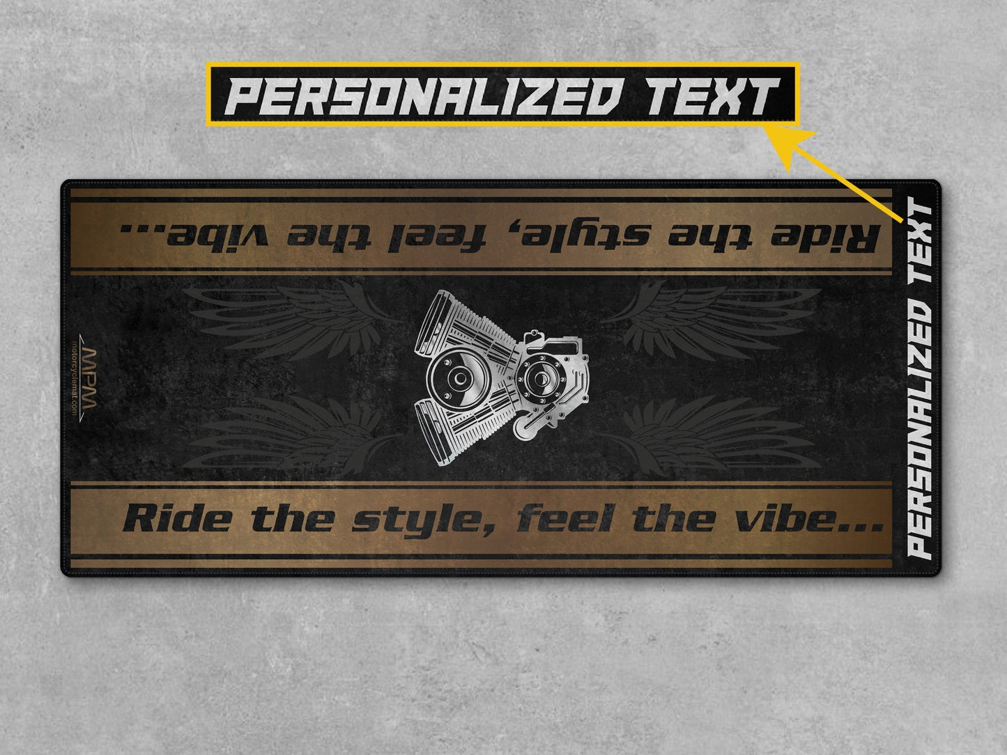 Motorcycle Mat for Cruiser Motorcycle "Ride The Style, Feel The Vibe" - MM7307 - Howling Moto