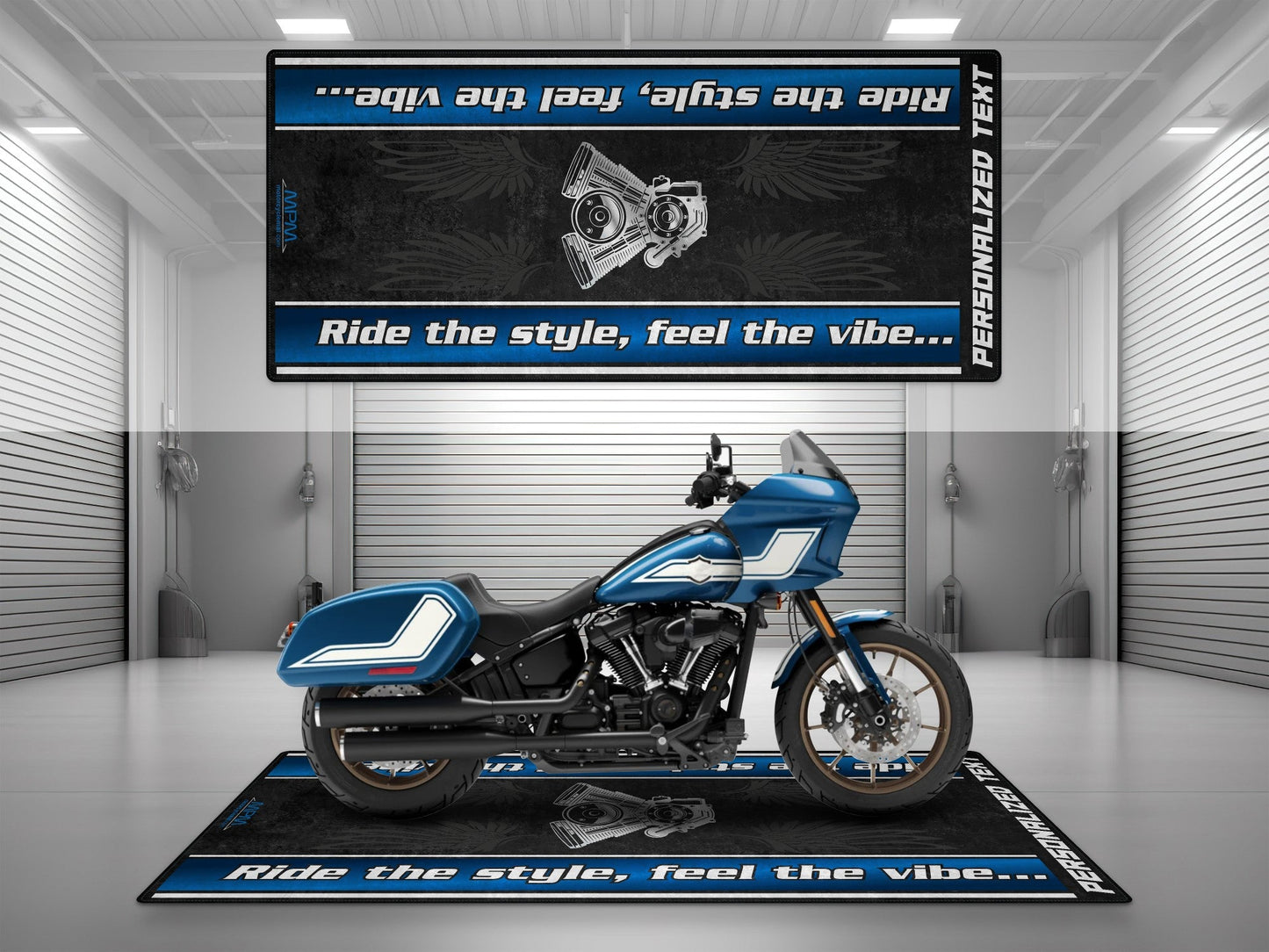 Motorcycle Mat for Cruiser Motorcycle "Ride The Style, Feel The Vibe" - MM7307 - Howling Moto
