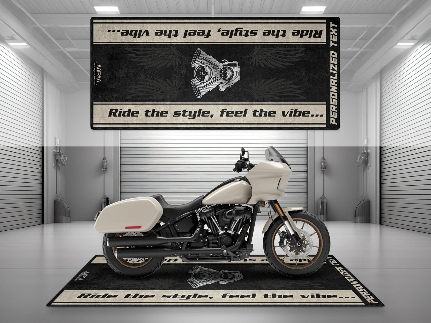 Motorcycle Mat for Cruiser Motorcycle "Ride The Style, Feel The Vibe" - MM7307 - Howling Moto