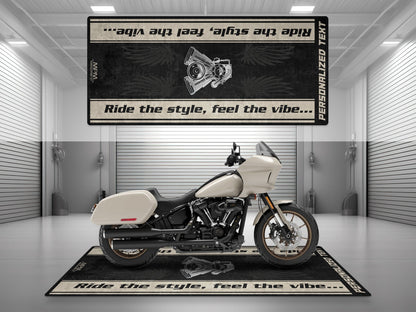 Motorcycle Mat for Cruiser Motorcycle "Ride The Style, Feel The Vibe" - MM7307 - Howling Moto